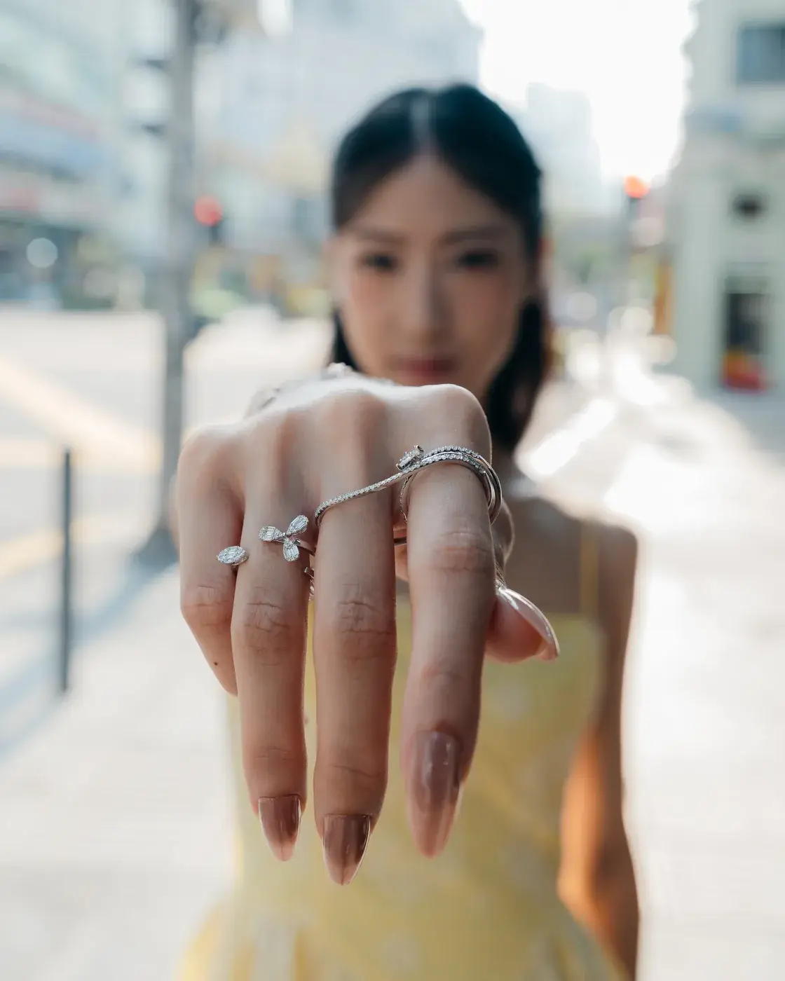 Diamond rings worn on the hand